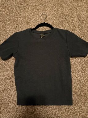 Afends Dark Charcoal Ribbed Short-Sleeve Crew